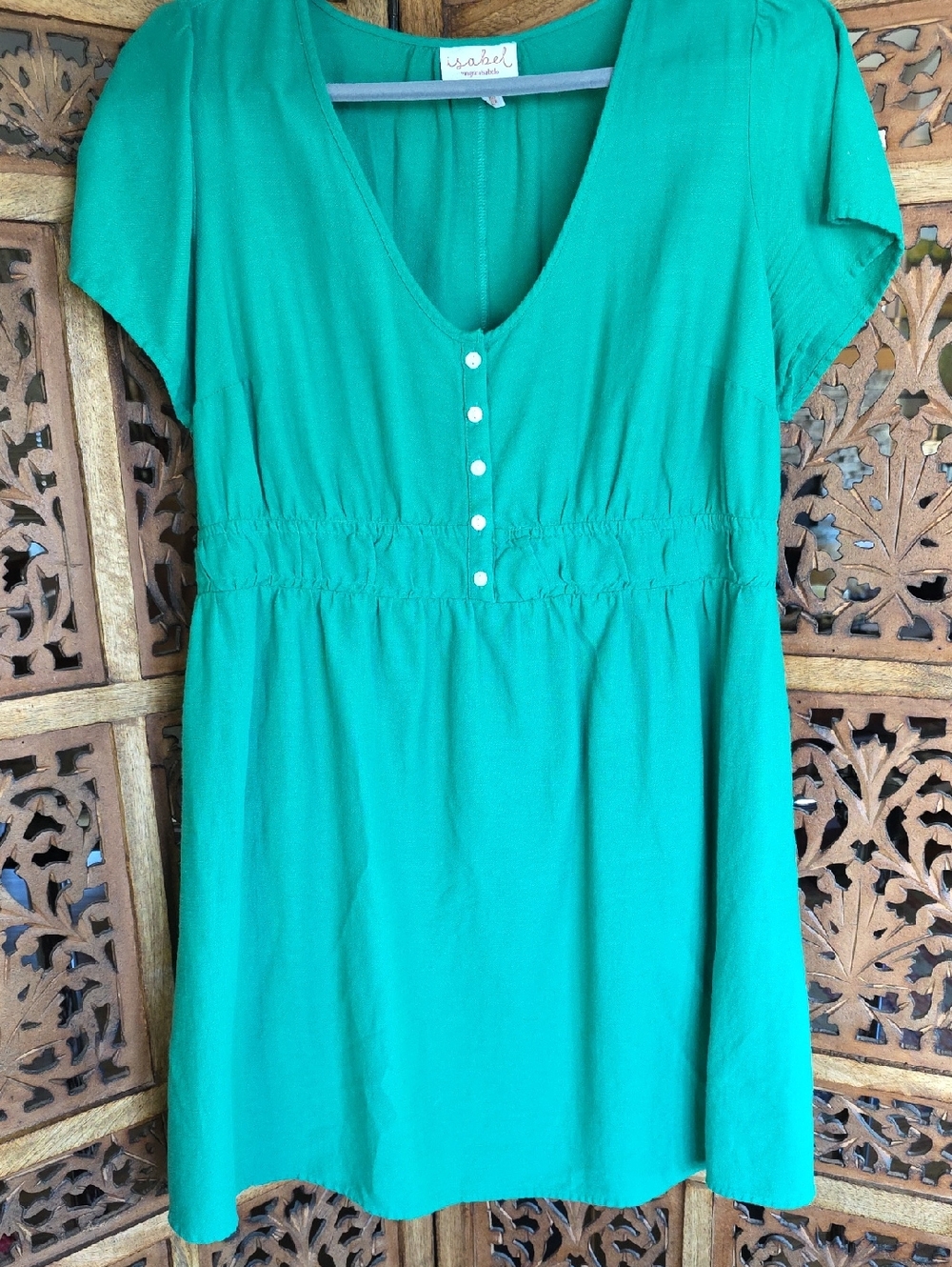 Ingrid & Isabel Teal Green V-Neck Short Sleeve Dress